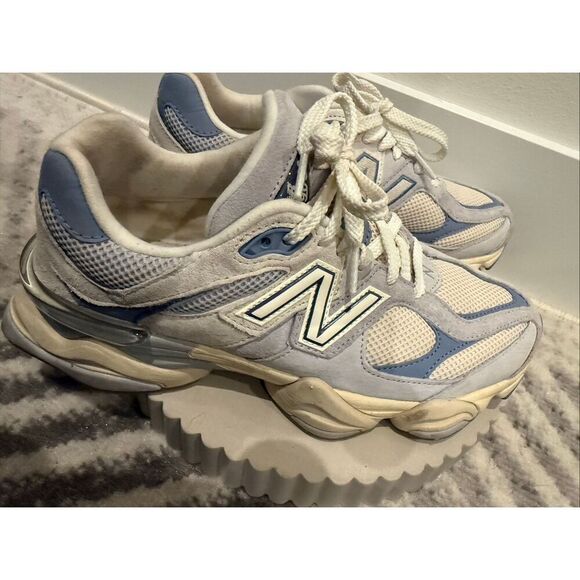 New Balance Men's 9060 Suede Mesh Sneakers Running Shoes Blue Tan Size 7.5 - Picture 4 of 8